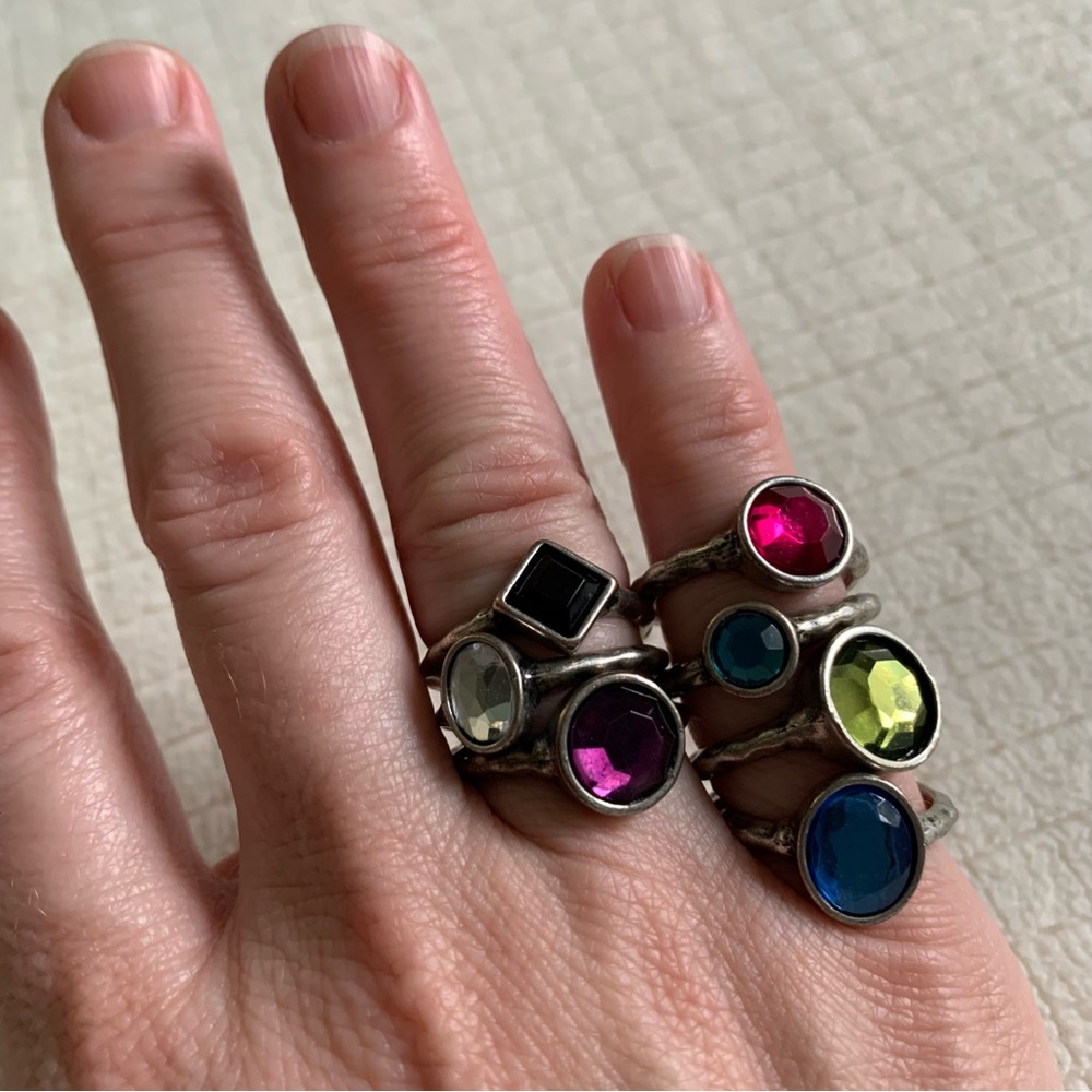 Multi-Color Crystal Stackable Ring Set - Women Jewelry Rings